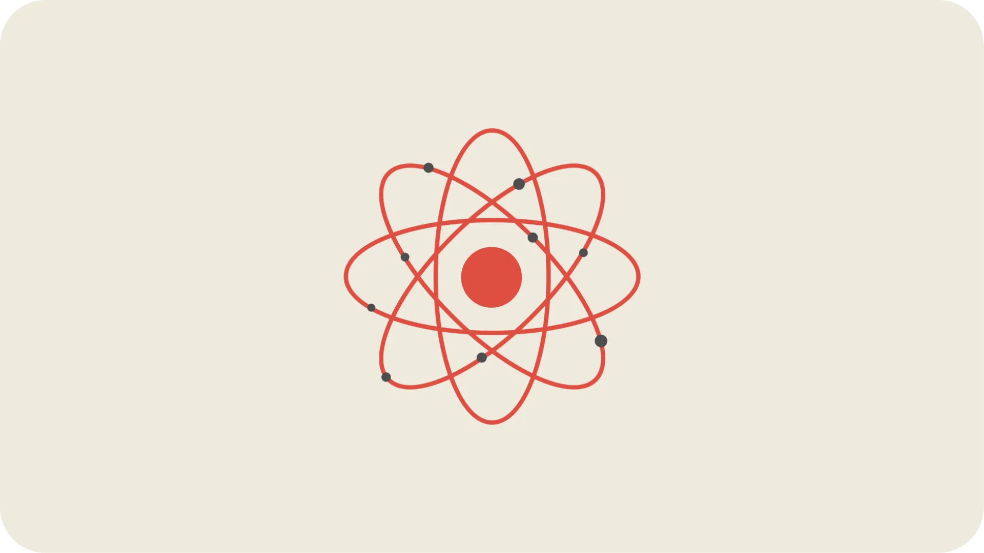 Illustration of a red atom with grey dots on the rings.