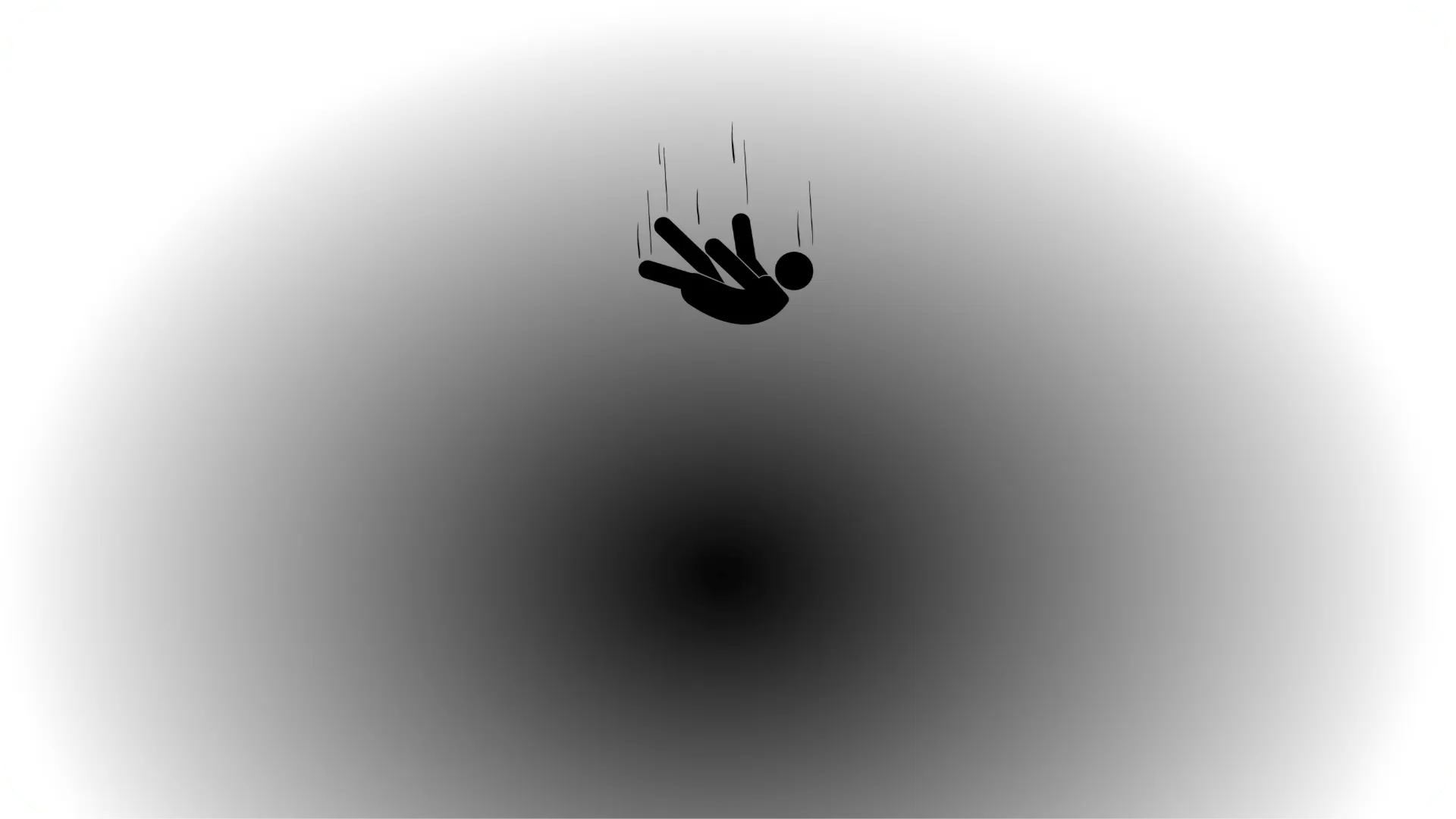 Person falling into a big hole